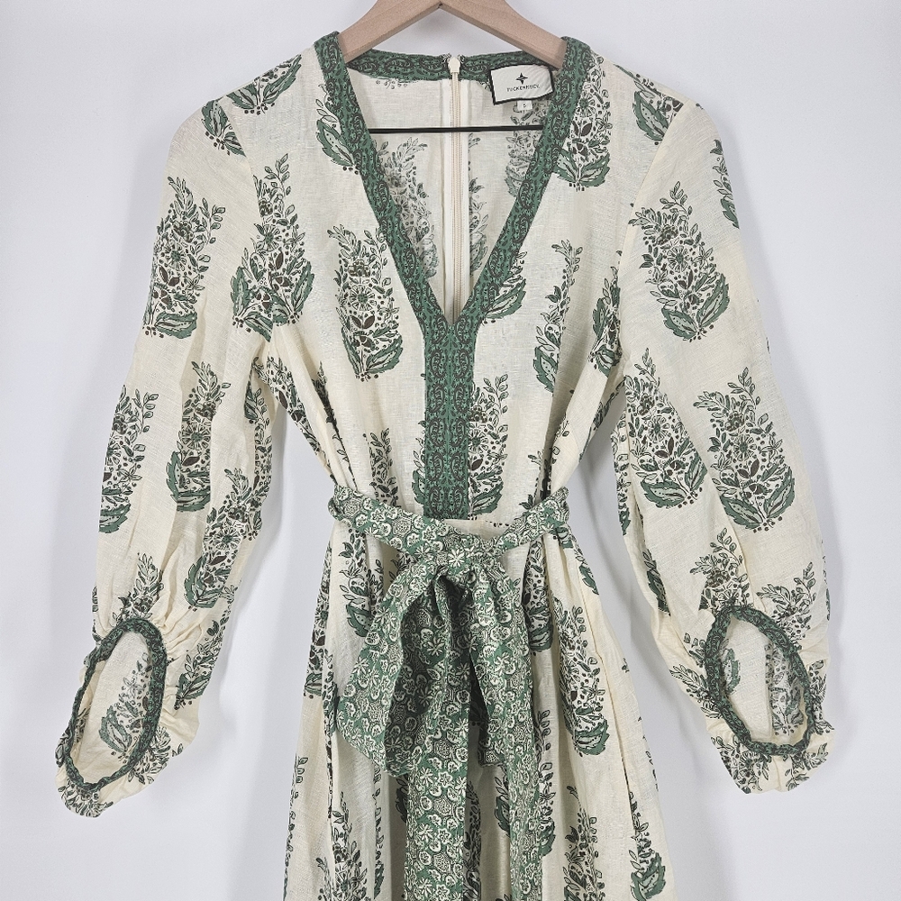 Tuckernuck Jade Terrace Cotton Linen Blend Rollins Maxi Dress - Picture 4 of 16